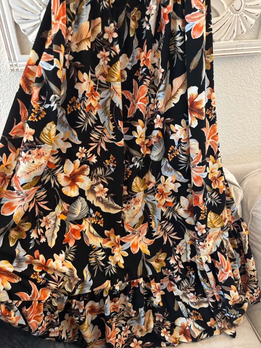 🌺 Gorgeous Tropical Floral Print Black Maxi Dress 🌺 Size 3x 🌺 EUC - Picture 5 of 7
